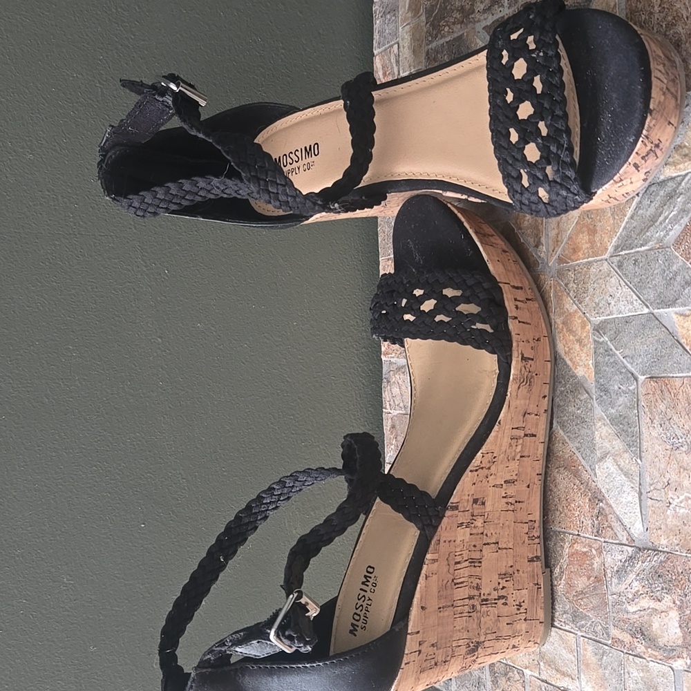 Mossimo Supply Co. Wedge Sandals, black, size 6.5.